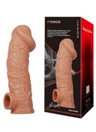 Телесная насадка на фаллос с фиксацией мошонки EXTREME SLEEVE - 15,6 см. - KOKOS - в Одинцово купить с доставкой