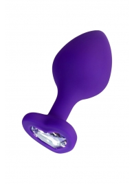 Фиолетовая анальная втулка Diamond Heart с прозрачным кристаллом - 8 см. - ToyFa - купить с доставкой в Одинцово