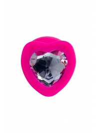 Розовая анальная втулка Diamond Heart с прозрачным кристаллом - 9,5 см. - ToyFa - купить с доставкой в Одинцово