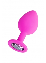 Розовая анальная втулка Brilliant с прозрачным кристаллом - 8 см. - ToyFa - купить с доставкой в Одинцово