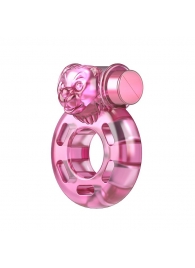 Розовое эрекционное кольцо с вибрацией Pink Bear - Baile - в Одинцово купить с доставкой
