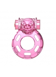 Розовое эрекционное кольцо с вибрацией Pink Bear - Baile - в Одинцово купить с доставкой