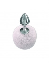 Серебристая анальная пробка с белым пушистым хвостиком Twinkle - Lola Games - купить с доставкой в Одинцово