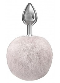 Серебристая анальная пробка с белым пушистым хвостиком Twinkle - Lola Games - купить с доставкой в Одинцово