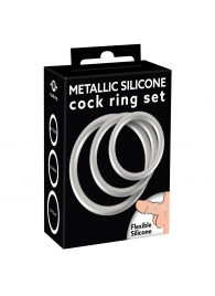 Набор из 3 эрекционных колец под металл Metallic Silicone Cock Ring Set - Orion - в Одинцово купить с доставкой