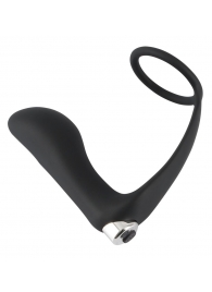 Черное эрекционное кольцо с анальной вибропробкой Vibrating Ring   Plug - Orion - в Одинцово купить с доставкой