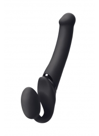 Черный безремневой вибрострапон Silicone Bendable Strap-On M - Strap-on-me - купить с доставкой в Одинцово