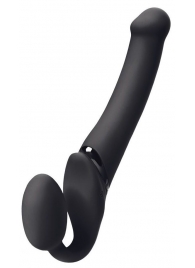 Черный безремневой вибрострапон Silicone Bendable Strap-On M - Strap-on-me - купить с доставкой в Одинцово