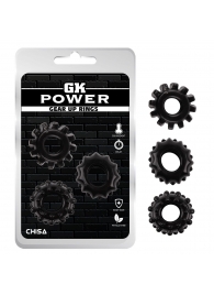 Набор из 3 черных эрекционных колец Gear Up Rings - Chisa - в Одинцово купить с доставкой