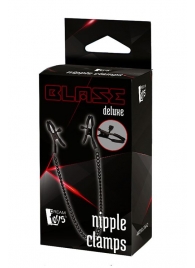 Черные зажимы на соски на цепочке BLAZE DELUXE NIPPLE CLAMPS - Dream Toys - купить с доставкой в Одинцово