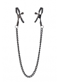 Черные зажимы на соски на цепочке BLAZE DELUXE NIPPLE CLAMPS - Dream Toys - купить с доставкой в Одинцово