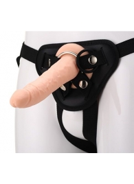 Телесный страпон на черных трусиках STRAP ON REAL DILDO - 20 см. - Dream Toys - купить с доставкой в Одинцово