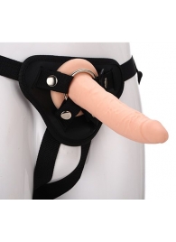 Телесный страпон на черных трусиках STRAP ON REAL DILDO - 20 см. - Dream Toys - купить с доставкой в Одинцово