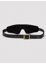 Черная плотная маска на глаза Bound to You Faux Leather Blindfold - Fifty Shades of Grey - купить с доставкой в Одинцово
