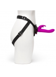 Лиловый страпон Rechargeable Vibrating Strap-On Harness Set - 17,6 см. - Happy Rabbit - купить с доставкой в Одинцово