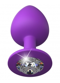 Фиолетовая анальная пробка со стразом Her Little Gem Large Plug - 9,5 см. - Pipedream - купить с доставкой в Одинцово
