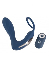 Синий вибростимулятор простаты с кольцом - 14,5 см. - Orion - в Одинцово купить с доставкой