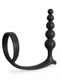 Черная анальная цепочка с эрекционным кольцом Ass-gasm Cockring Anal Beads - Pipedream - в Одинцово купить с доставкой