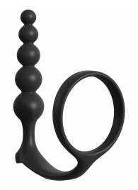 Черная анальная цепочка с эрекционным кольцом Ass-gasm Cockring Anal Beads - Pipedream - в Одинцово купить с доставкой