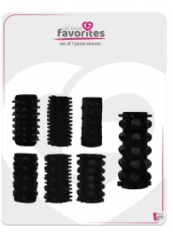 Набор из 7 черных насадок PENIS SLEEVES SET - Dream Toys - в Одинцово купить с доставкой