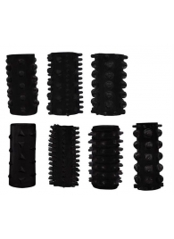 Набор из 7 черных насадок PENIS SLEEVES SET - Dream Toys - в Одинцово купить с доставкой