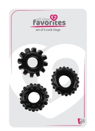 Набор из 3 черных эрекционных колец SET OF 3 COCKRINGS - Dream Toys - в Одинцово купить с доставкой