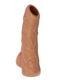 Телесная открытая насадка-реалистик с подхватом мошонки Nude Sleeve L - 14 см. - KOKOS - в Одинцово купить с доставкой