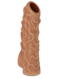 Телесная насадка с венками и открытой головкой Nude Sleeve L - 14 см. - KOKOS - в Одинцово купить с доставкой