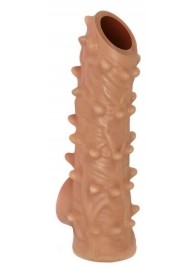 Телесная насадка с шипами и открытой головкой Nude Sleeve L - 14 см. - KOKOS - в Одинцово купить с доставкой