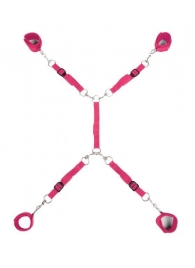 Ярко-розовый набор фиксаций на кровати Classic Bed Spreader - Lux Fetish - купить с доставкой в Одинцово