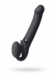 Черный безремневой вибрострапон Vibrating Bendable Strap-On L - Strap-on-me - купить с доставкой в Одинцово