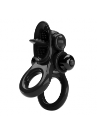Черное эрекционное кольцо с подхватом мошонки и стимулятором клитора Passionate Ring - Baile - в Одинцово купить с доставкой