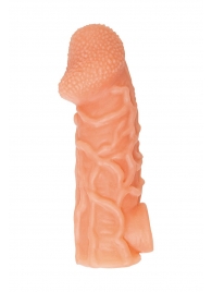 Телесная закрытая насадка с венками Cock Sleeve Size M - 15,6 см. - KOKOS - в Одинцово купить с доставкой