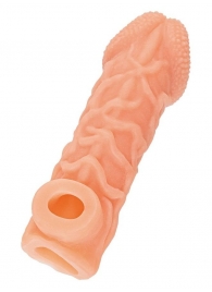 Телесная закрытая насадка с венками Cock Sleeve Size M - 15,6 см. - KOKOS - в Одинцово купить с доставкой