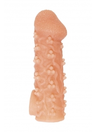 Телесная закрытая насадка с пучками шишечек Cock Sleeve Size L - 17,6 см. - KOKOS - в Одинцово купить с доставкой