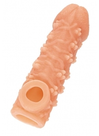 Телесная закрытая насадка с пучками шишечек Cock Sleeve Size L - 17,6 см. - KOKOS - в Одинцово купить с доставкой