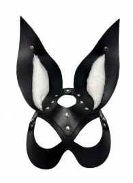 Черная маска зайки с белым мехом на ушках Miss Bunny - БДСМ Арсенал - купить с доставкой в Одинцово