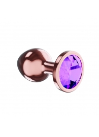 Пробка цвета розового золота с фиолетовым кристаллом Diamond Amethyst Shine S - 7,2 см. - Lola Games - купить с доставкой в Одинцово