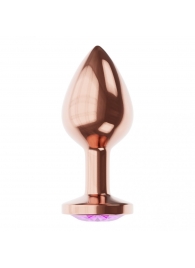 Пробка цвета розового золота с фиолетовым кристаллом Diamond Amethyst Shine S - 7,2 см. - Lola Games - купить с доставкой в Одинцово