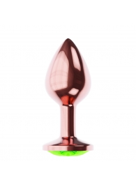Пробка цвета розового золота с лаймовым кристаллом Diamond Emerald Shine S - 7,2 см. - Lola Games - купить с доставкой в Одинцово