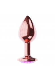 Пробка цвета розового золота с лиловым кристаллом Diamond Quartz Shine L - 8,3 см. - Lola Games - купить с доставкой в Одинцово