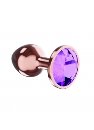 Пробка цвета розового золота с фиолетовым кристаллом Diamond Amethyst Shine L - 8,3 см. - Lola Games - купить с доставкой в Одинцово