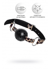 Черный кляп-шар на леопардовых ремешках Anonymo - ToyFa - купить с доставкой в Одинцово