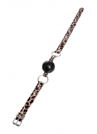 Черный кляп-шар на леопардовых ремешках Anonymo - ToyFa - купить с доставкой в Одинцово