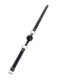 Черный кляп-шар на кожаных ремешках Anonymo - ToyFa - купить с доставкой в Одинцово