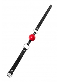 Красный кляп-шар на черных ремешках Anonymo - ToyFa - купить с доставкой в Одинцово