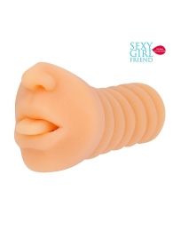 Телесный мастурбатор-ротик с высунутым язычком - Bior toys - в Одинцово купить с доставкой