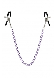Зажимы для сосков с фиолетовой цепочкой Sweet Caress Nipple Chain - Sweet Caress - купить с доставкой в Одинцово