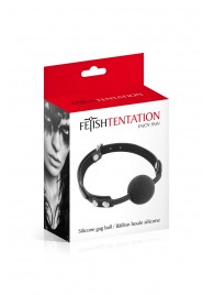 Черный силиконовый кляп-шарик на ремешках - Fetish Tentation - купить с доставкой в Одинцово