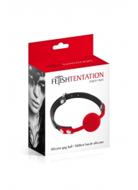 Красный кляп-шарик на черных ремешках - Fetish Tentation - купить с доставкой в Одинцово